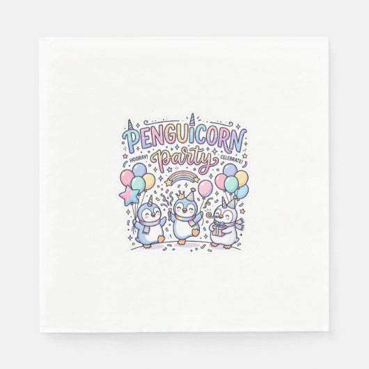 Eenhoorn Penguicorn Feest Premium Vector Vector De Servet (Voorkant)