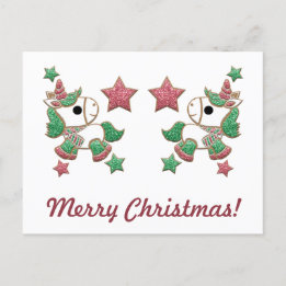 Eenhoorn peperkoekkoekjes "Vrolijk kerstfeest!" Briefkaart