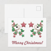 Eenhoorn peperkoekkoekjes "Vrolijk kerstfeest!" Briefkaart (Voorkant / Achterkant)