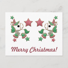 Eenhoorn peperkoekkoekjes "Vrolijk kerstfeest!" Briefkaart