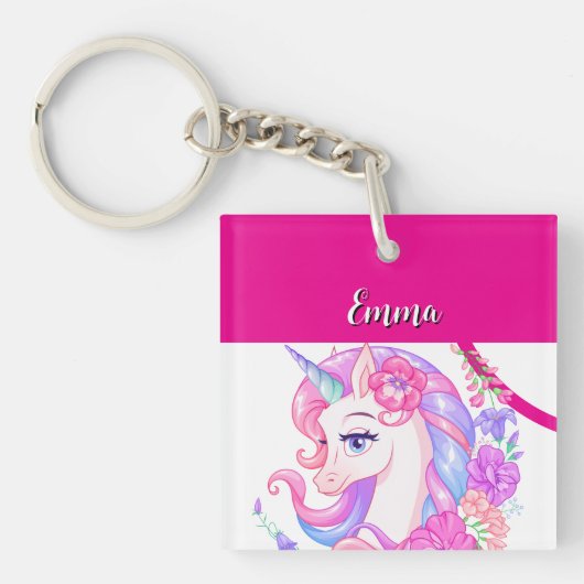 eenhoorn & personaliseer je naam  sleutelhanger (voorkant)