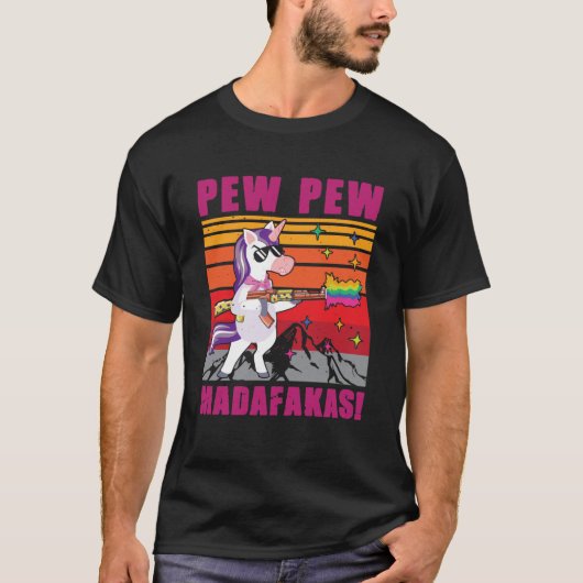 Eenhoorn Pew Pew Madafakas  Eenhoorn T-shirt (Voorkant)