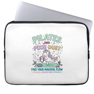 Eenhoorn Pilates en Pixie Dust Vet Typografie T-S Laptop Sleeve