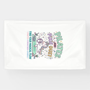 Eenhoorn Pilates en Pixie Dust Vet Typografie T-S Spandoek