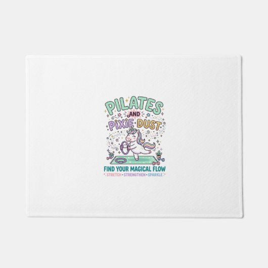 Eenhoorn Pilates en Pixie Dust Vette Typografie T- Deurmat (Voorkant)