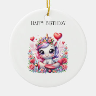Eenhoorn Piloot Verjaardag Keramisch Ornament
