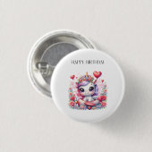 Eenhoorn Piloot Verjaardag Ronde Button 3,2 Cm (Voorkant /achterkant)