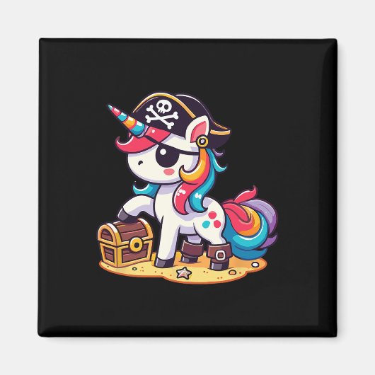 Eenhoorn piratenkostuum Halloween Magneet (Voorkant)
