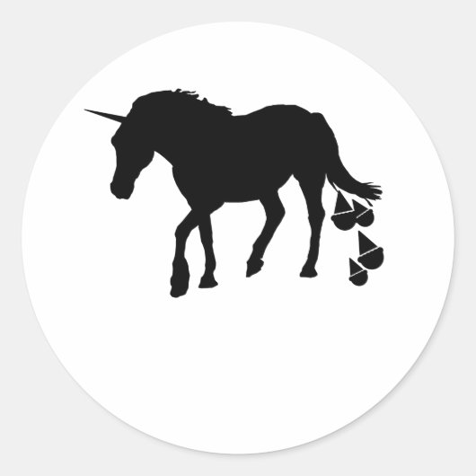 Eenhoorn poepen ijs ronde sticker (Voorkant)