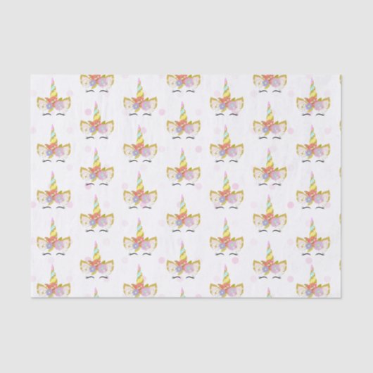 Eenhoorn Polka Dot Patroon Weefsel Papier (Voorkant)