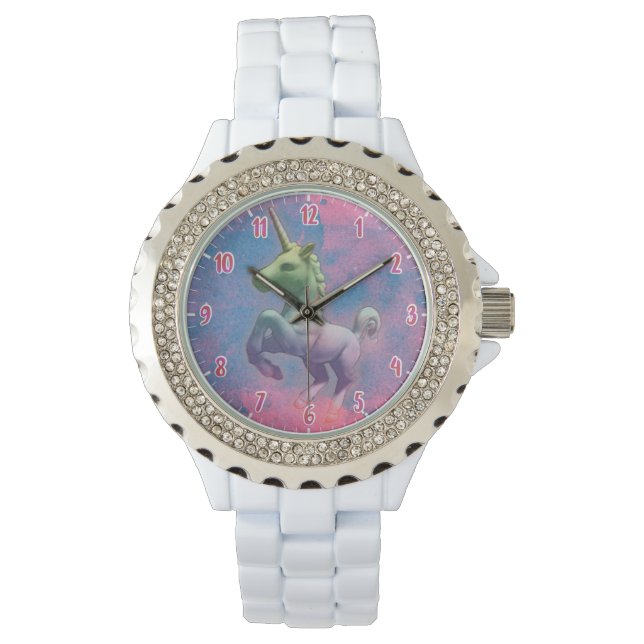 Eenhoorn polshorloge (roze) horloge (Voorkant)