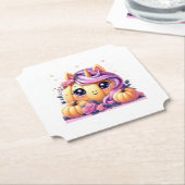 Eenhoorn pompoen 01 kartonnen onderzetters (Gekanteld)