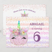 Eenhoorn Pompoen Meisjes 6e verjaardag Kaart (Voorkant / Achterkant)