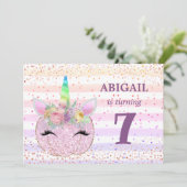 Eenhoorn Pompoen Meisjes 7e verjaardag Kaart (Staand voorkant)