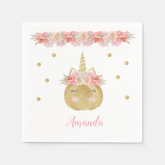 Eenhoorn pompoenpapier servet (Voorkant)