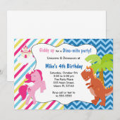 Eenhoorn Pony Dinosaur Uitnodiging Verjaardagsfees (Voorkant / Achterkant)