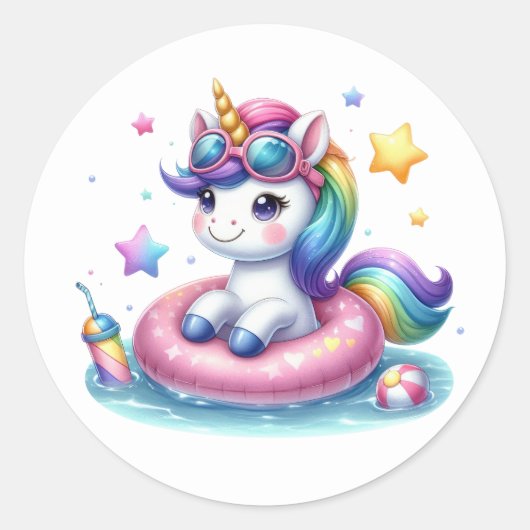  Eenhoorn Pool Party Stickers (Voorkant)