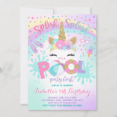 Eenhoorn Pool Party Uitnodiging Pool Verjaardagsfe (Voorkant)
