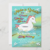Eenhoorn Pool Party Verjaardag Bash Kaart (Voorkant)