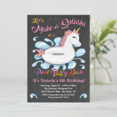 Eenhoorn Pool Party Verjaardag Bash Kaart (Staand voorkant)