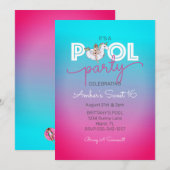 Eenhoorn Pool Party Zomer Sweet 16 Verjaardagsfees Kaart (Voorkant / Achterkant)
