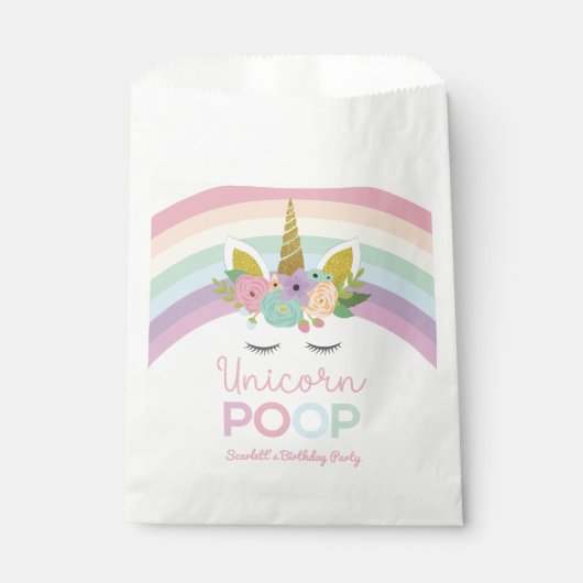 Eenhoorn Poop Rainbows Verjaardagsfeest Traktatie Bedankzakje (Voorkant)