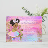 Eenhoorn Princess Afro-Amerikaanse Glitter Pareltj Kaart (Staand voorkant)