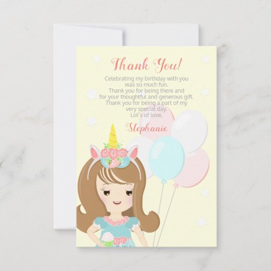 Eenhoorn Prinses Dank u Kaart (Voorkant)