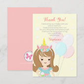 Eenhoorn Prinses Dank u Kaart (Voorkant / Achterkant)