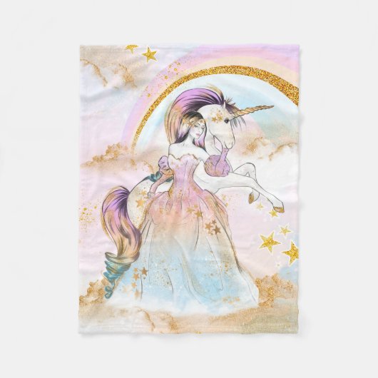 Eenhoorn Prinses Dekbed Fleece Deken (Voorkant)