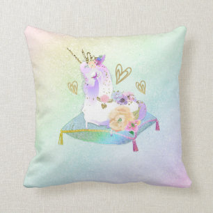 Eenhoorn Prinses Diva Iridescente Regenboog Pastel Kussen