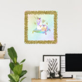Eenhoorn Prinses Diva Iriserende Regenboog Pastel Poster (Thuiskantoor)
