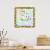 Eenhoorn Prinses Diva Iriserende Regenboog Pastel Poster (Keuken)