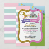 Eenhoorn & Prinses Gezamenlijk Kasteel Roze Meisje Kaart (Voorkant / Achterkant)