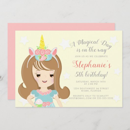 Eenhoorn Prinses Kaart (Voorkant / Achterkant)