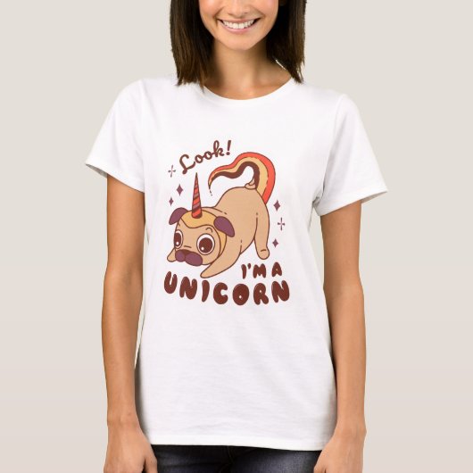 Eenhoorn Pug Dog T-shirt (Voorkant)