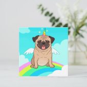 Eenhoorn Pug Kerstkaart (Staand voorkant)