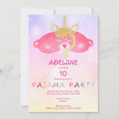 Eenhoorn pyjama meisje sleepover tween verjaardags kaart (Voorkant)