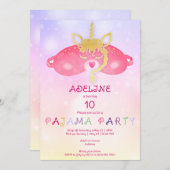 Eenhoorn pyjama meisje sleepover tween verjaardags kaart (Voorkant / Achterkant)