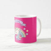 Eenhoorn & Rainbow Aangepaste naam op Hot Pink Koffiemok (Voorkant rechts)
