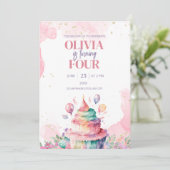 Eenhoorn Rainbow Birthday Cake Meisjes Verjaardag  Kaart (Staand voorkant)