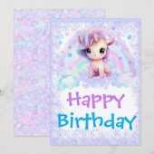 Eenhoorn Rainbow Birthday Kaart Sjabloon (Voorkant / Achterkant)