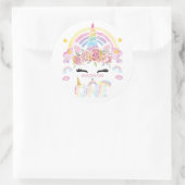 Eenhoorn Rainbow gepersonaliseerd eerste verjaarda Ronde Sticker (Tas)