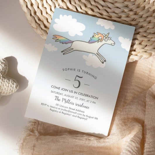 Eenhoorn Rainbow Hand getrokken Schattigee aangepa Kaart