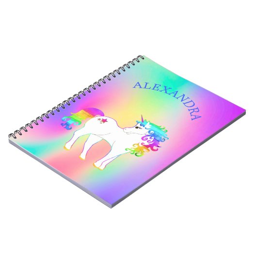 Eenhoorn Rainbow Kleurrijke Persoonlijke School Notitieboek (Linkerzijde)