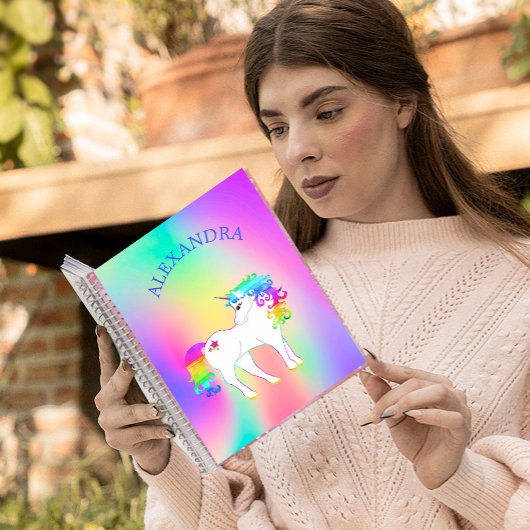 Eenhoorn Rainbow Kleurrijke Persoonlijke School Notitieboek