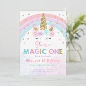 Eenhoorn Rainbow Magic One Eerste Verjaardag Kaart (Staand voorkant)