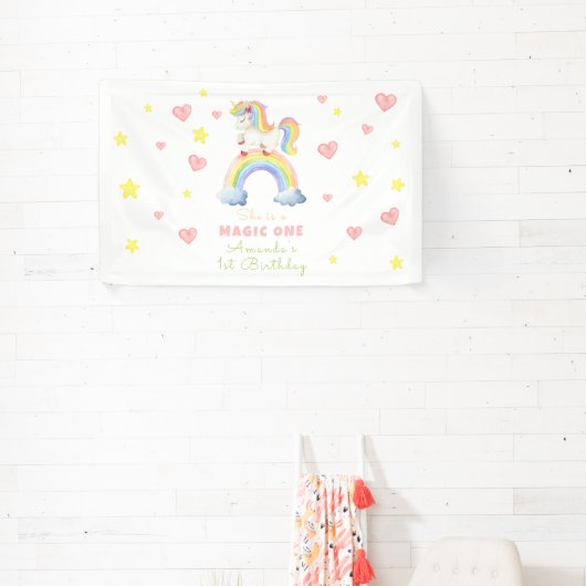 Eenhoorn Rainbow Magic One Eerste Verjaardag Spandoek (Insitu)