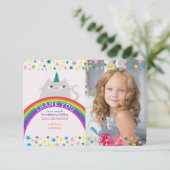 Eenhoorn Rainbow Meisje Verjaardag Dank u Bedankkaart (Staand voorkant)