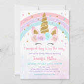 Eenhoorn Rainbow Pastel Baby shower Kaart (Voorkant)
